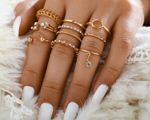 Geometric Patterned Rings Set
