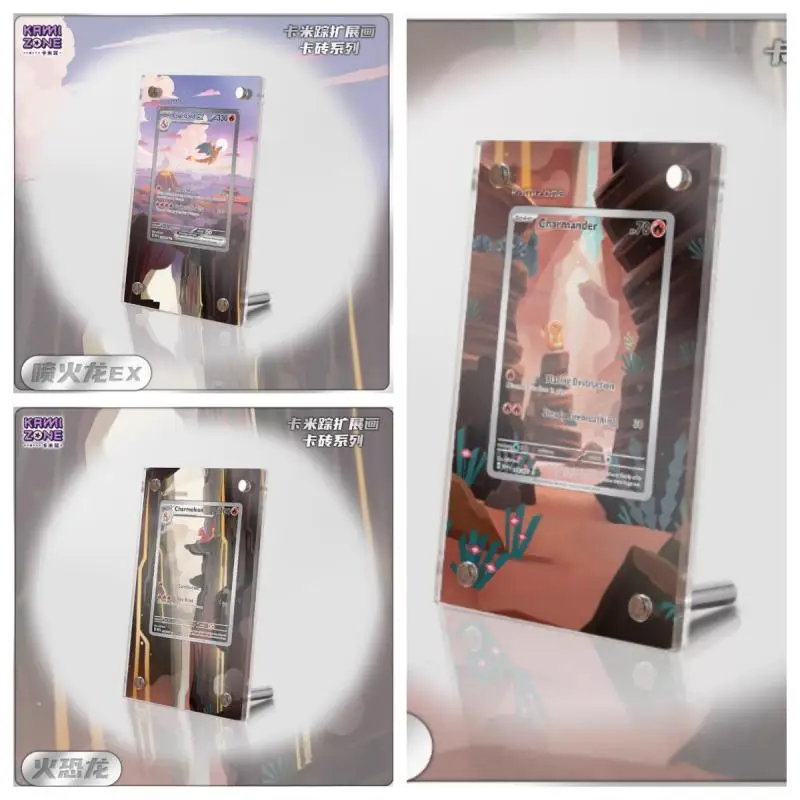 Soporte de exhibición Popular de Pokémon, dinosaurio de fuego, dragón respirable, tarjetas acrílicas, marco de fotos de ladrillo, juguete de regalo Ptcg, no incluye tarjeta