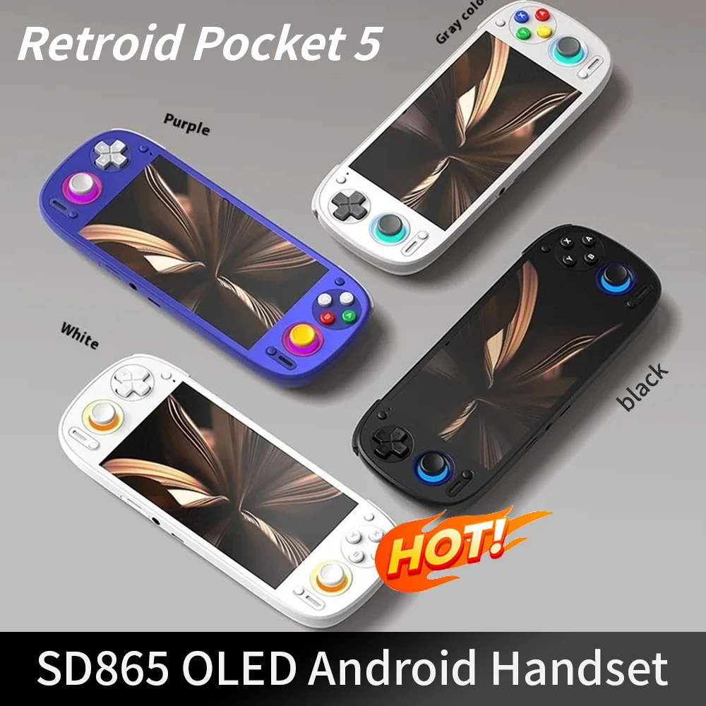 Retroid Pocket 5 SD865 5,5 pulgadas Oled HD pantalla Bluetooth 5,1 Android 5000mAh batería Android consola de juegos portátil