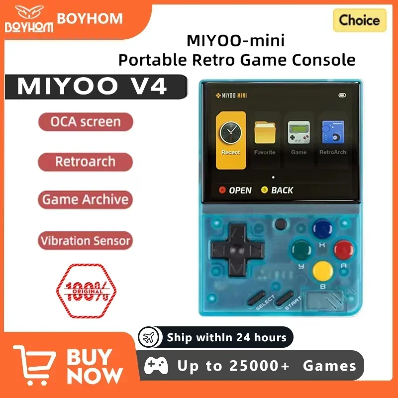 Consola de juegos portátil MIYOO MINI V4 Retro, consolas de videojuegos con pantalla IPS de 2,8 pulgadas, sistema Linux, emulador de juegos clásico