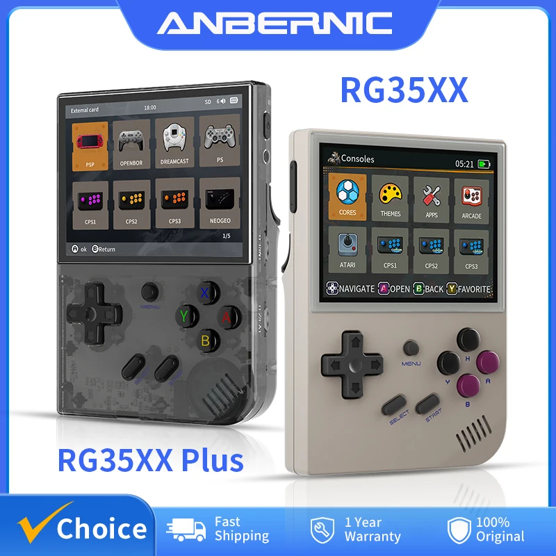 ANBERNIC RG35XX Plus/RG35XX Consola de juegos portátil retro Pantalla IPS de 3,5 ′′ Reproductor de videojuegos portátil Linux Compatible con salida de TV HD-M-I