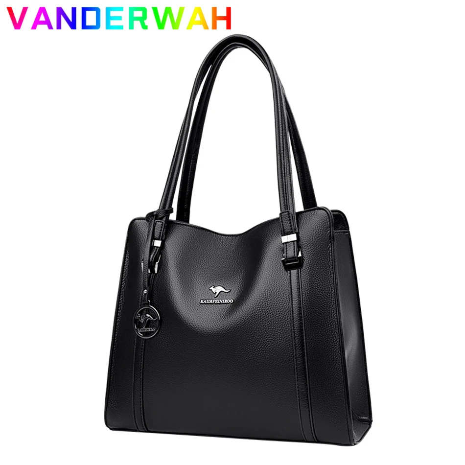 Bolsos de mano de piel sintética suave auténtica para mujer, bolso grande de hombro clásico, bolso de mano de gran capacidad de diseñador de lujo, bolso principal