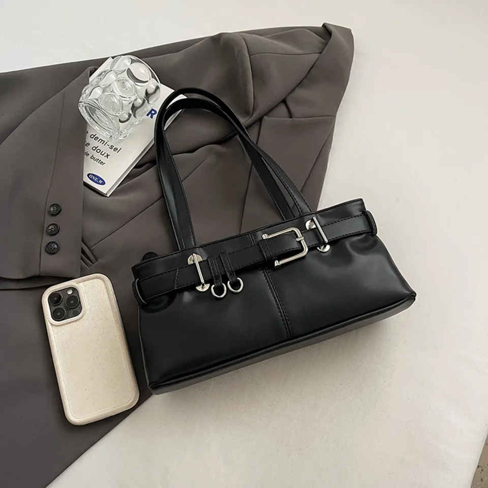 Bolsos pequeños de cuero PU de Color sólido para mujer, bolso de hombro para mujer 2025, Y2K, bolsos y monederos para mujer, bolso de mano con asa superior