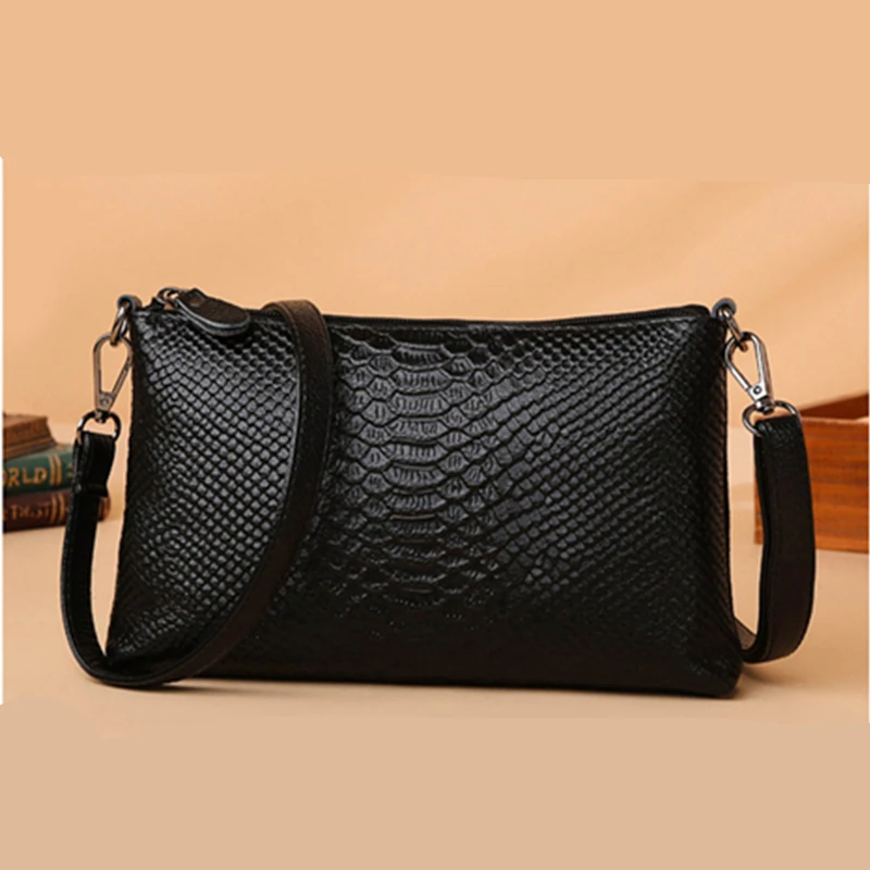 Bolsos de piel de vaca para mujer, carteras simples de verano, bolsos de viaje femeninos, lindos bolsos de hombro de cuero genuino de Color sólido