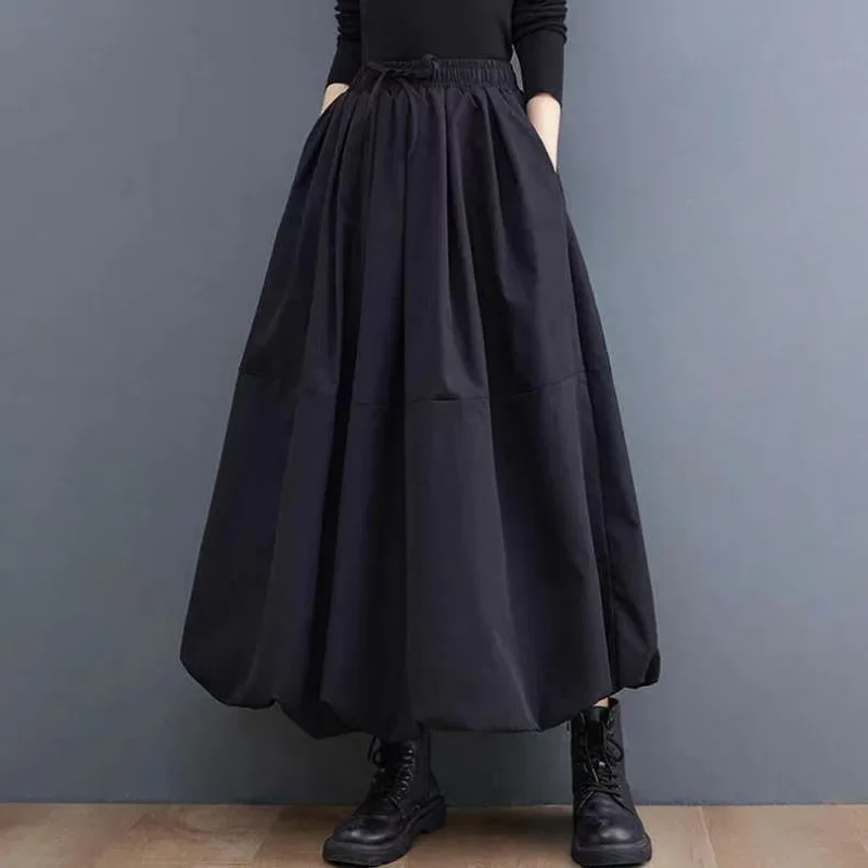2023 primavera otoño nuevas mujeres de talla grande de gama alta sensación adelgazante Color sólido Puff falda de moda