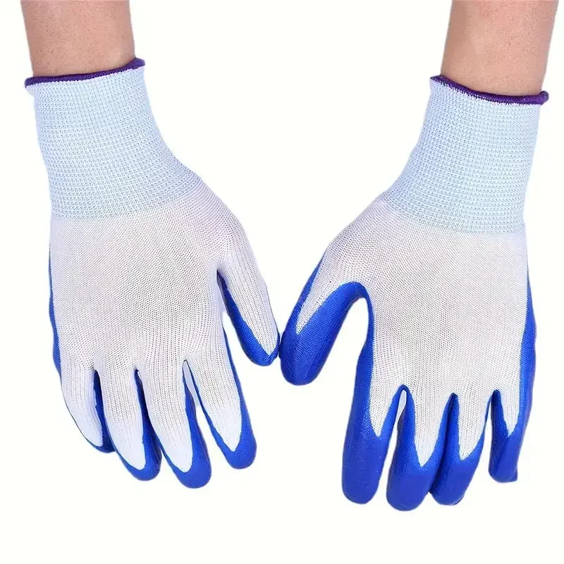 107957-cro5ne.jpg 12/6/1 pares de guantes de trabajo antideslizantes de látex fino resistentes al desgaste, pegamento de inmersión de goma, guantes finos gruesos de piel de goma, protección laboral
