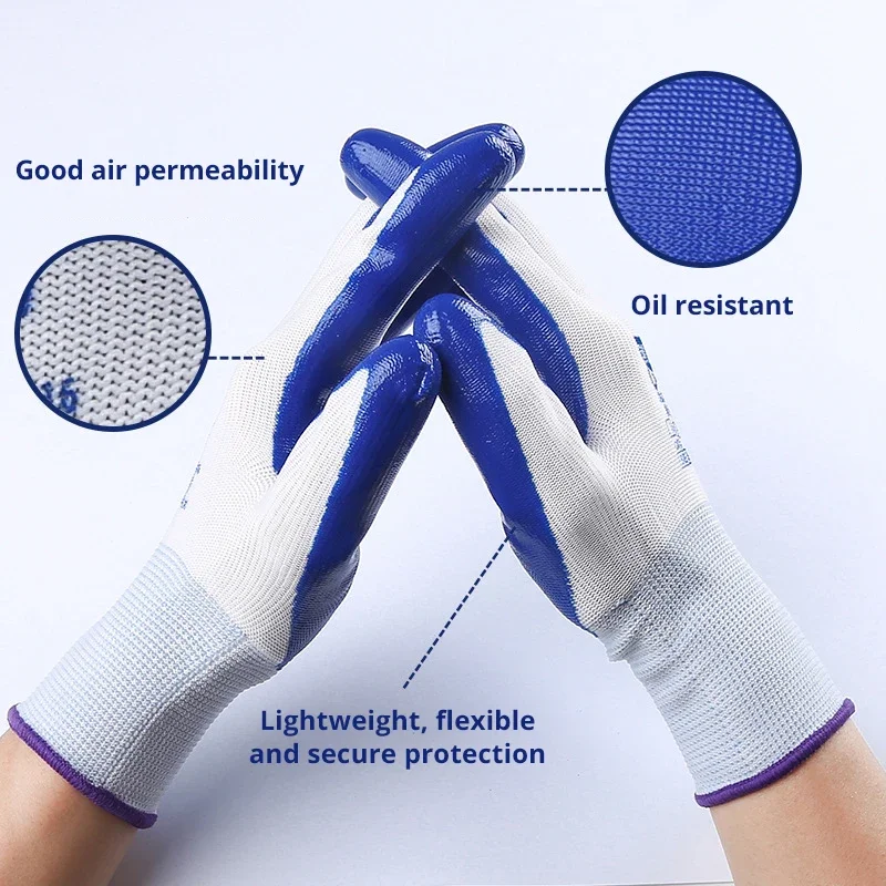 107957-ok1jmq.jpg 12/6/1 pares de guantes de trabajo antideslizantes de látex fino resistentes al desgaste, pegamento de inmersión de goma, guantes finos gruesos de piel de goma, protección laboral
