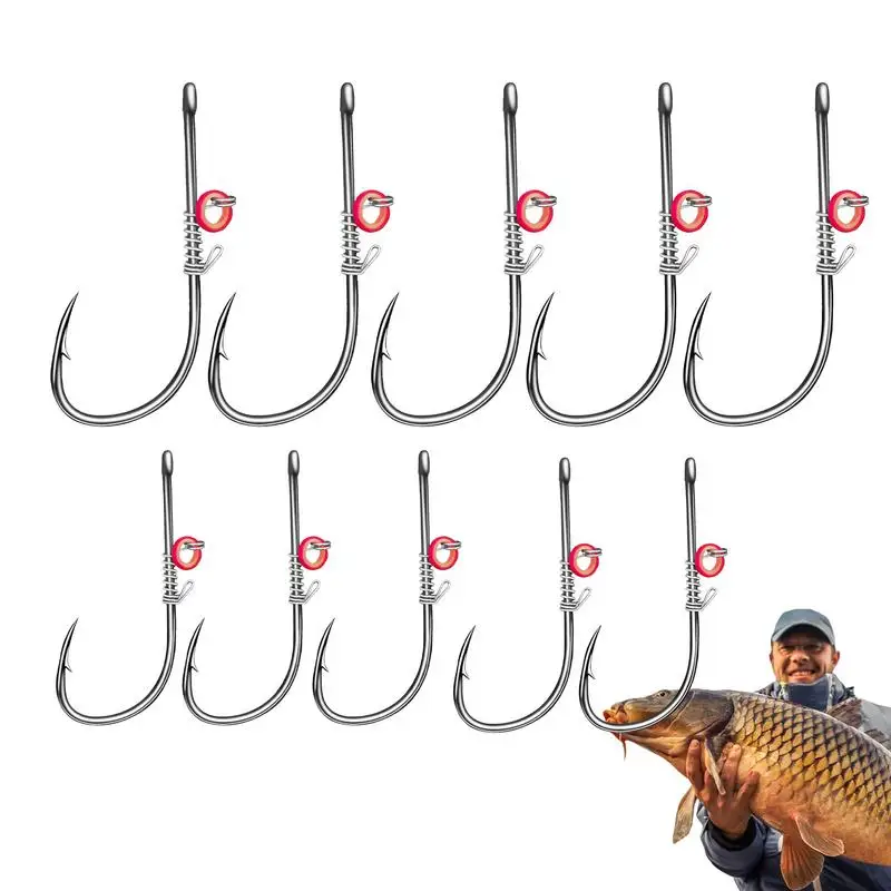 2 # /3 # /4 #   Anzuelos de pesca de camarones vivos, anzuelos fijos de acero al carbono con púas con agujeros, anzuelos de pesca de lubina y bagre, accesorios de pesca