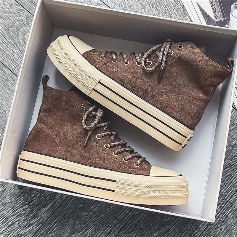 Zapatos vulcanizados de alta calidad para Hombre, zapatos informales con plataforma, zapatos de tablero de cuero para actividades al aire libre, zapatos para caminar para Hombre, Zapatillas para Hombre