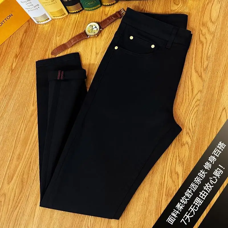 110880-nefchi.jpg 2025 nuevos pantalones vaqueros para hombre a la moda, modernos, versátiles, ajustados, pies pequeños, elásticos, informales, de lujo ligero, pantalones largos