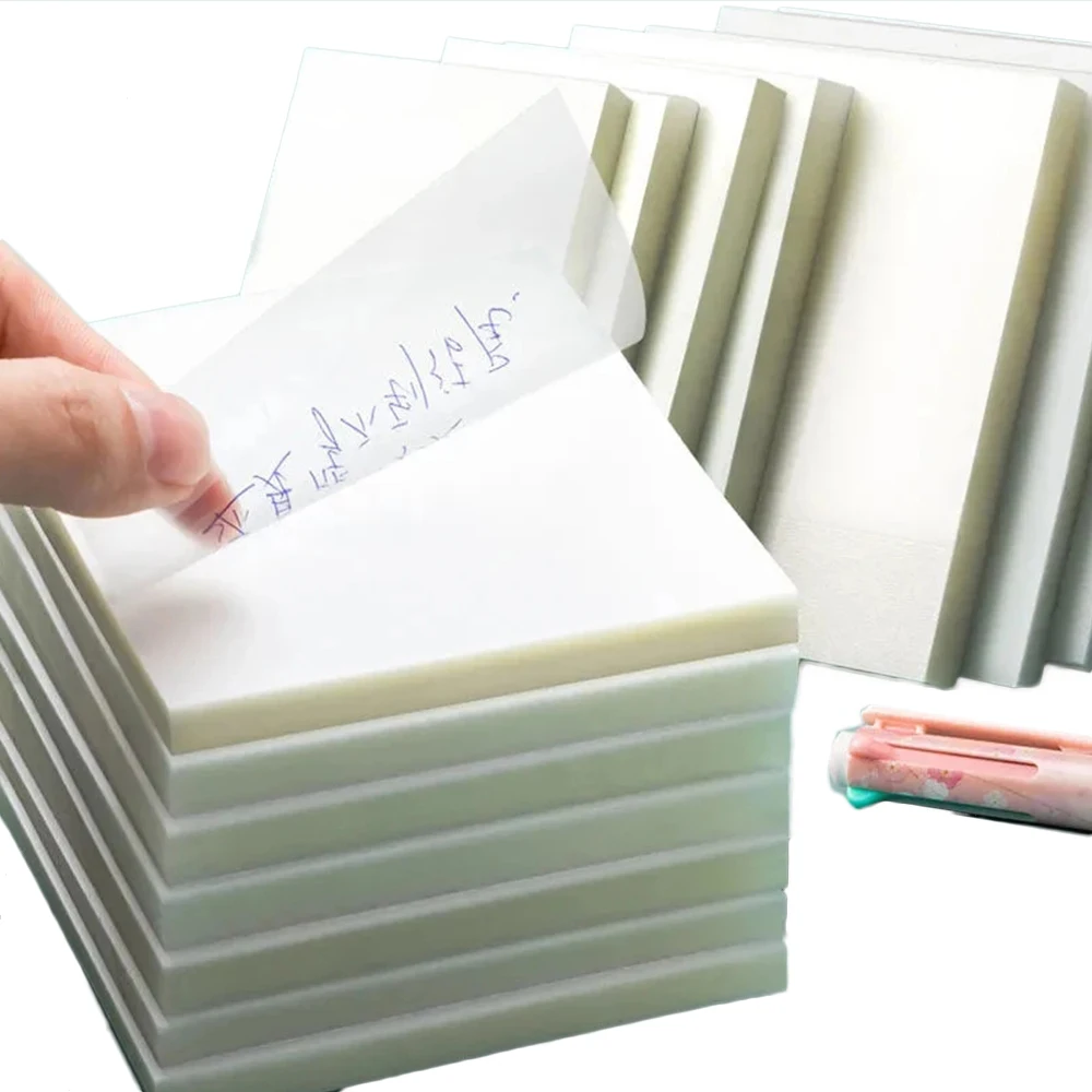 50 hojas de nuevas notas adhesivas transparentes con pegatinas de rasguños, papel de nota Simple impermeable de alto valor para estudiantes, papelería de oficina