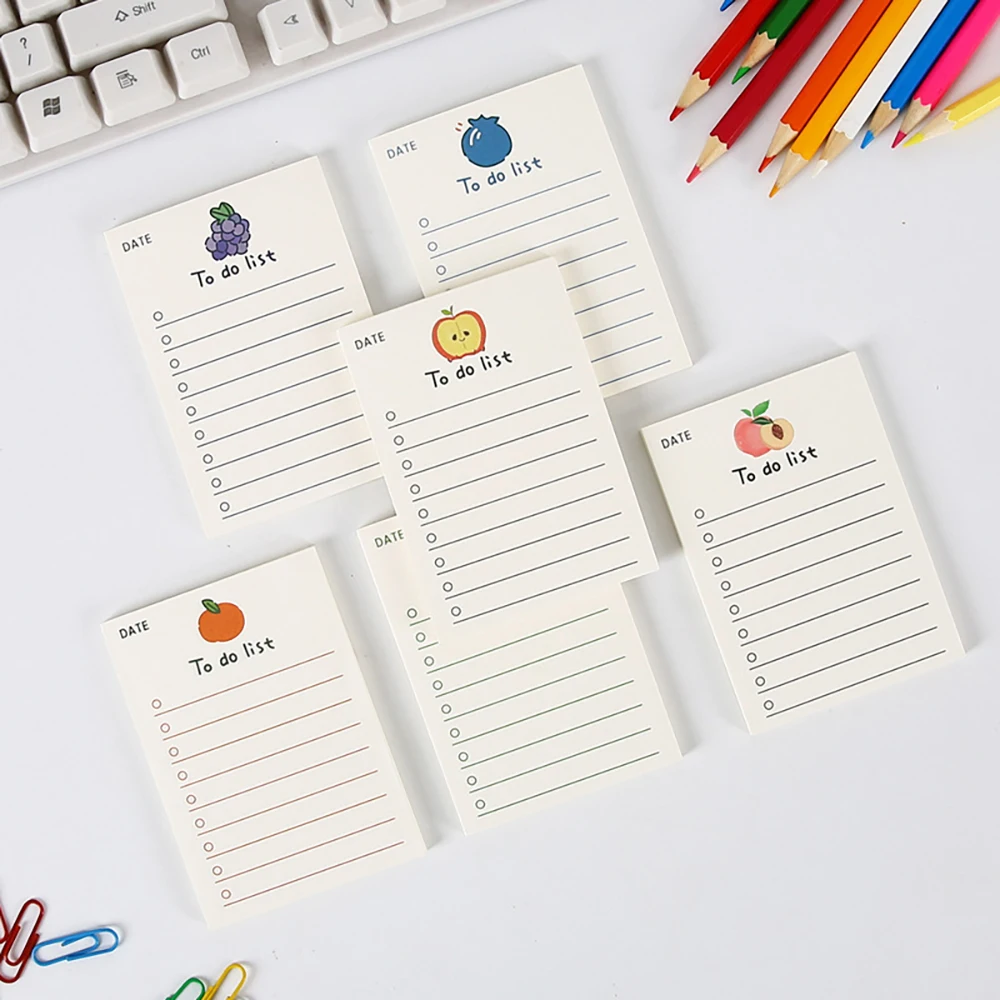 Bloc De Notas Sencillo, Libro De Notas, Desgarrable, No Pegajoso, Decoración Kawaii, Notas Adhesivas, Fruta, Cuenta De Mano, Memo, Papel Para Mensajes, Lista De Tareas
