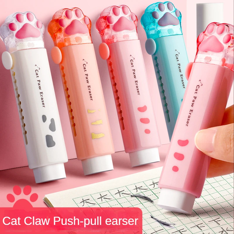 Borradores de goma con diseño de huella de gato Kawaii, herramienta de corrección para estudiantes, suministros escolares y de oficina, regalo, papelería creativa, 1 Uds.