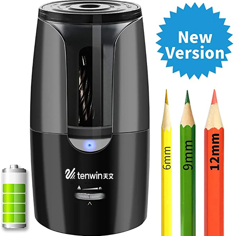 Sacapuntas eléctrico automático Tenwin para lápices de colores, afilado mecánico, suministros escolares de oficina, papelería, envío gratis