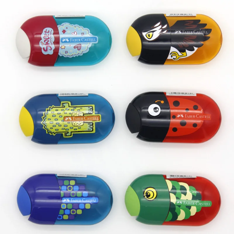 FABER CASTELL Push Pull Sacapuntas doble de un solo orificio Doble orificio Papelería multifuncional para escuela y oficina