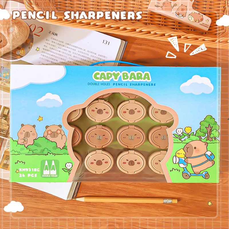 112766-ci3ytu.jpg Suministros de papelería kawaii, accesorios para profesores de bar, útiles escolares, bonito sacapuntas de capibara, útiles escolares estéticos