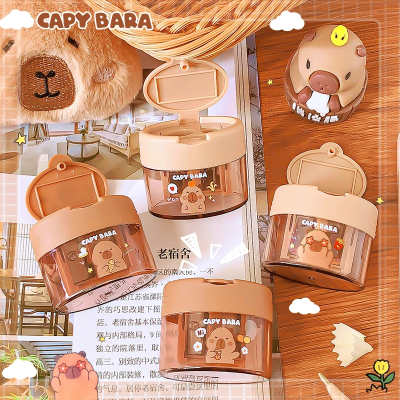 Suministros de papelería kawaii, accesorios para profesores de bar, útiles escolares, bonito sacapuntas de capibara, útiles escolares estéticos