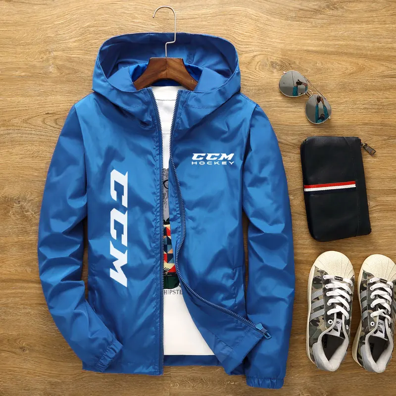2025 Primavera/otoño Ccm Hockey sobre hielo Chaqueta casual con cremallera Sudadera con capucha Tamaño fino Tallas grandes S-7xl