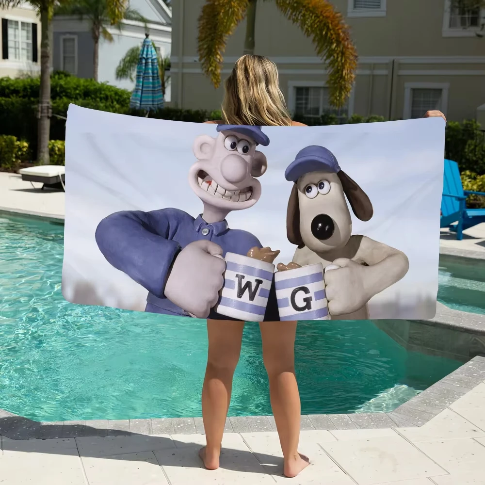 W-Wallace-Toalla de playa para piscina, dibujos animados y G-Gromit, portátil, secado rápido, arena, manta de natación para viajes al aire libre, estera fina, Toalla de baño