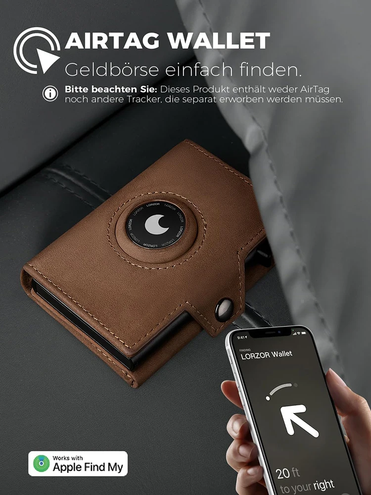 YATBEST Cartera de cuero para hombre con bolsillo para monedas AirTag Clip para tarjeta de posicionamiento RFID antimagnético antirrobo bolsa para deslizar tarjetas