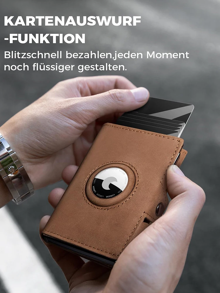 YATBEST Cartera de cuero para hombre con bolsillo para monedas AirTag Clip para tarjeta de posicionamiento RFID antimagnético antirrobo bolsa para deslizar tarjetas