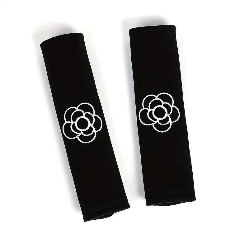 Almohadilla de hombro de flores para cinturón de seguridad de coche, protección de decoración Interior pequeña, cubierta de seguro creativa de dibujos animados, accesorios para coche, 2 uds.