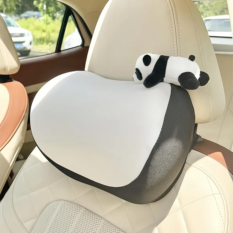 Reposacabezas de Panda para coche, almohada para el cuello con diseño de dibujos animados, reposacabezas Simple, accesorios interiores bonitos, regalo creativo para niñas, 1 unidad