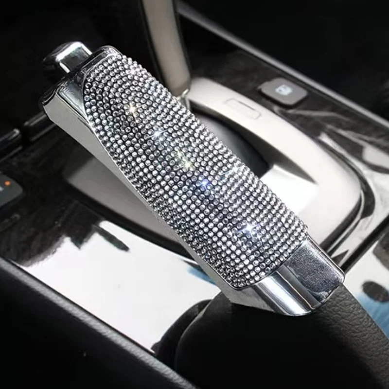 Empuñaduras de freno de mano, cubiertas universales de cristal para freno de mano de coche, collares de cambio de marchas antideslizantes, accesorios ostentosos de diamante para Interior