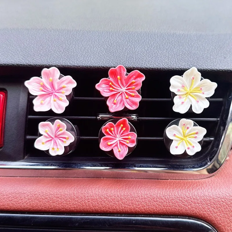 Clip de Perfume para coche, decoraciones para salida de aire de flores, ventilación de aire acondicionado para coche, accesorios de decoración Interior personalizados, 4/6 Uds.