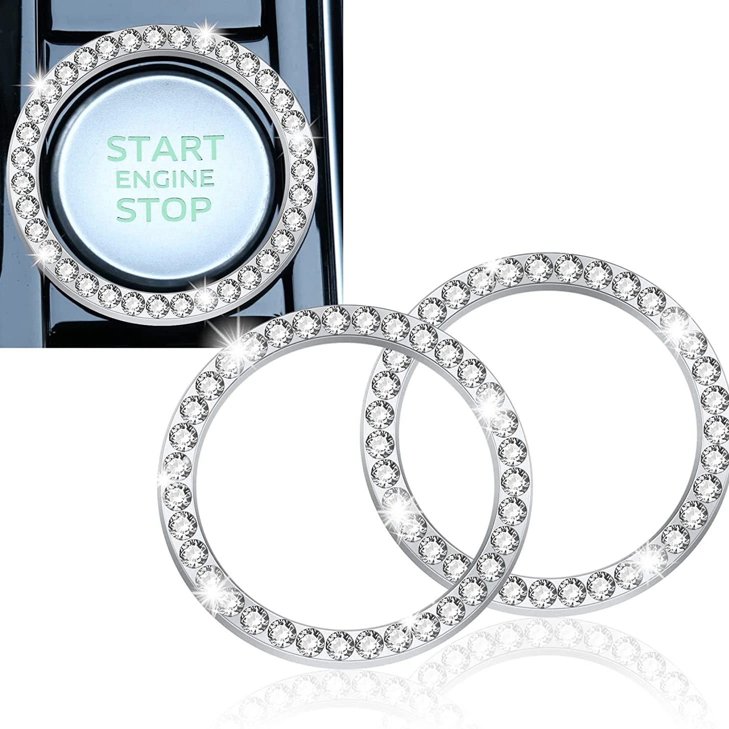 Botón de interruptor de arranque de automóviles, anillo decorativo de diamantes de imitación, accesorios decorativos para automóviles SUV, Interior para niñas