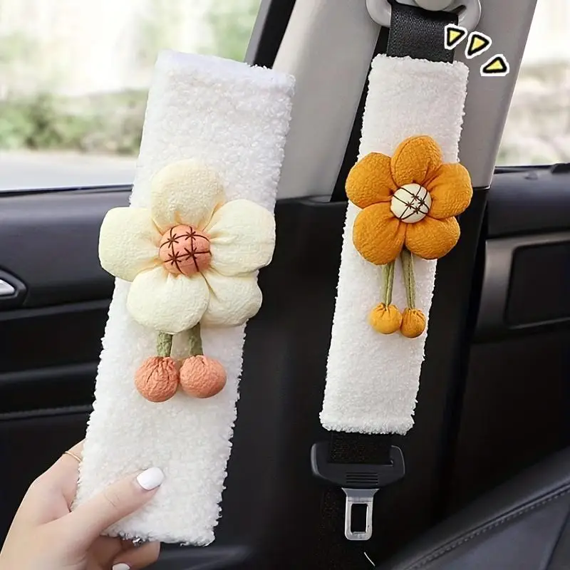 Funda protectora para cinturón de seguridad de coche, cojín de arnés con diseño de nube de dibujos animados, soporte para el cuello, 2 piezas
