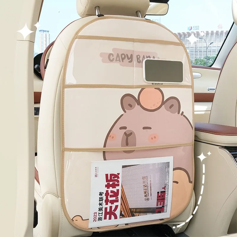 Almohadilla antipatadas para niños, Protector de cubierta trasera de asiento de coche para niños, bolsa de almacenamiento de alfombrilla antipatadas de dibujos animados, impermeable, 1 ud.