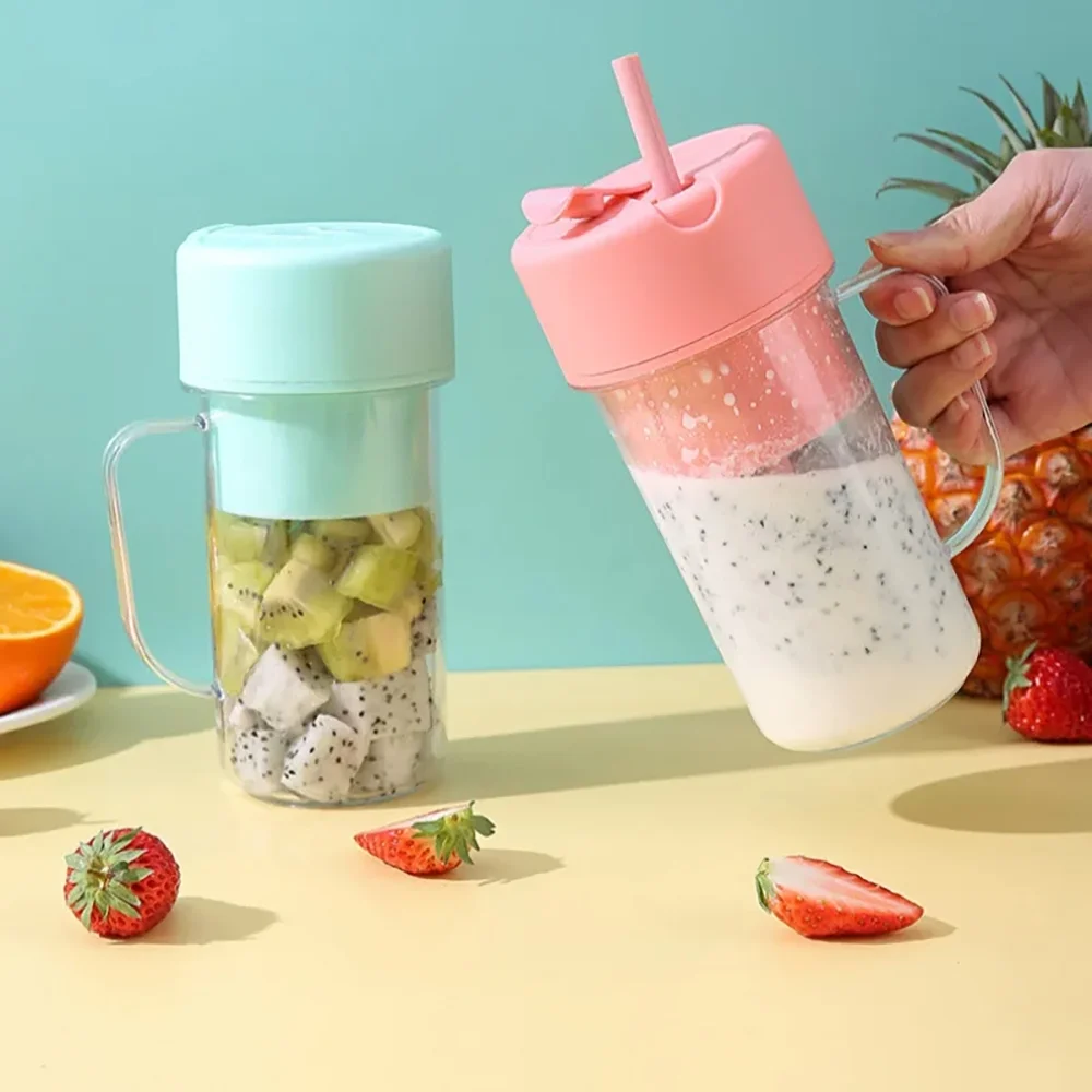 Agitador portátil taza de jugo recargable USB 6 cuchillas agitador eléctrico de cocina agitador de jugo fresco agitador de pajitas de batido bebida