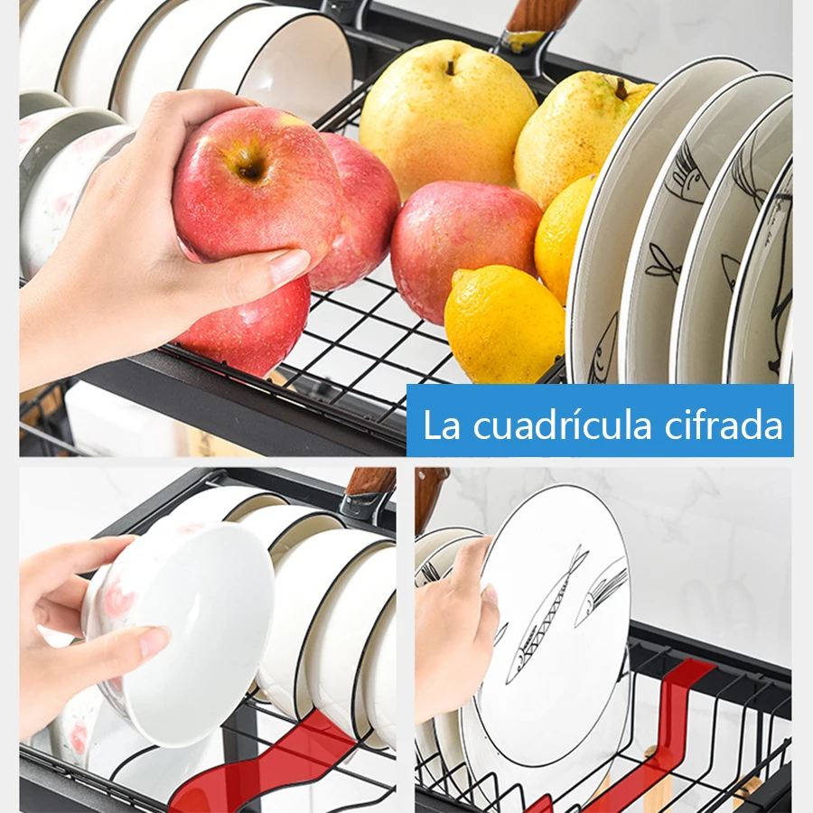 1 estante de almacenamiento de fregadero de cocina metálico, longitud extensible, estante de almacenamiento de tazón, cuchillo