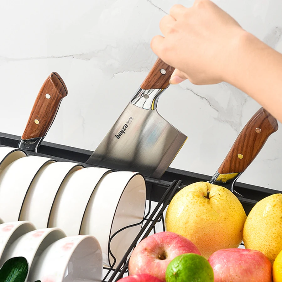 1 estante de almacenamiento de fregadero de cocina metálico, longitud extensible, estante de almacenamiento de tazón, cuchillo