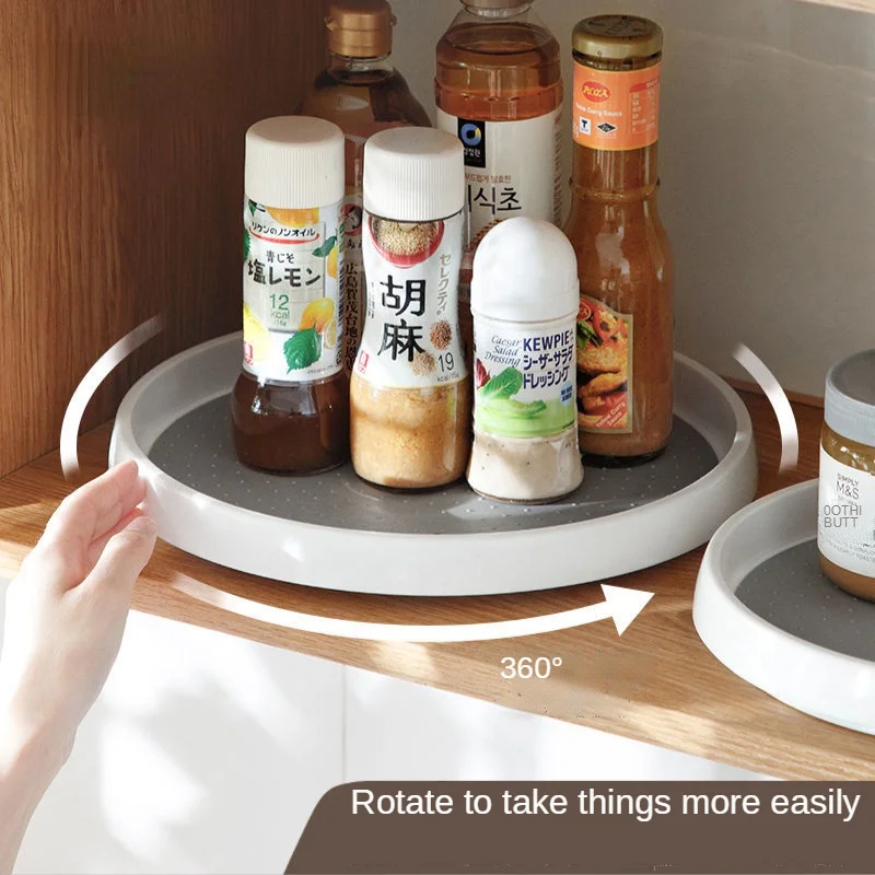 360 °   Estante giratorio de cocina, caja de condimentos, armario doméstico, bandeja de almacenamiento multifuncional para encimera, accesorios organizadores de cocina