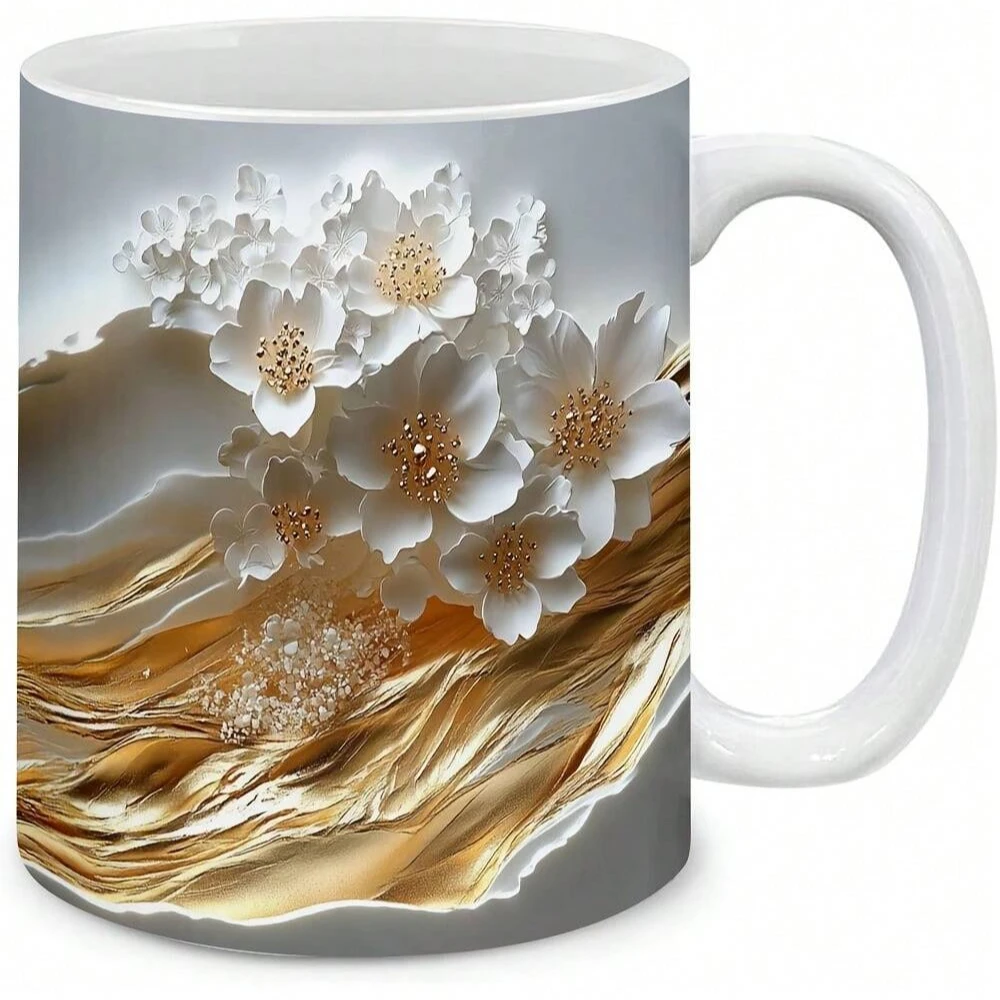 Taza de café brillante de cerámica impresa grande para el hogar y la oficina, regalo para el día de la madre, Acción de Gracias, cumpleaños, día del maestro, familia