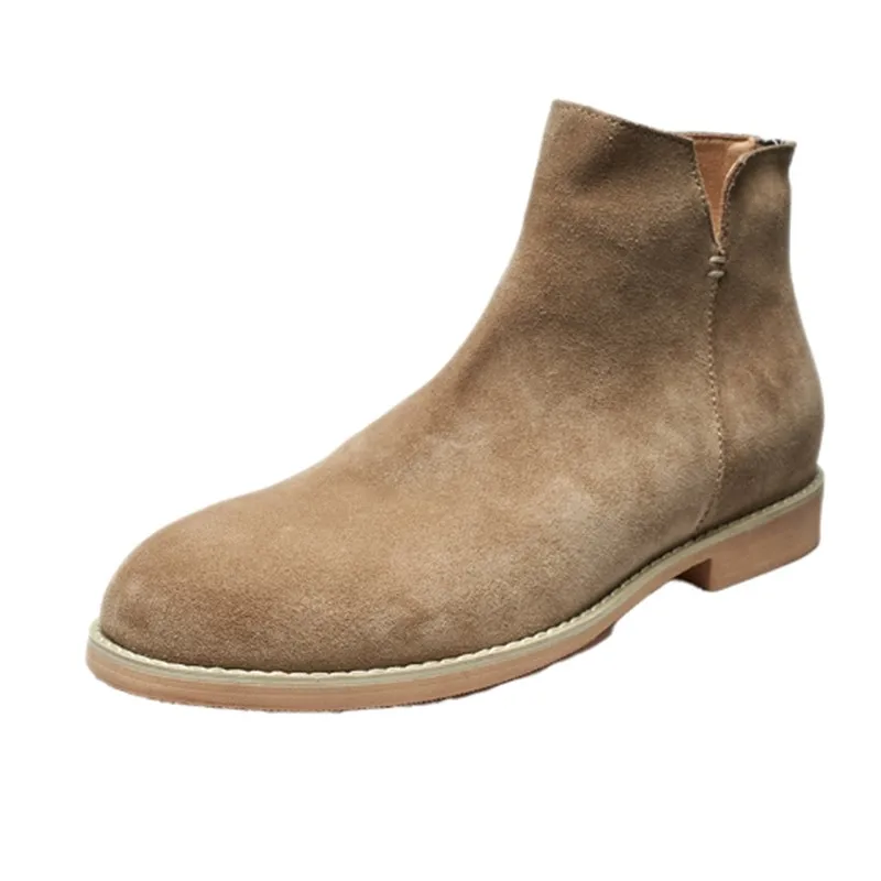Botas Chelsea amarillas a la moda baratas, botas de vestir cómodas y puntiagudas para Hombre, Zapatos de cuero de ante sin cordones para Hombre, Zapatos informales para Hombre