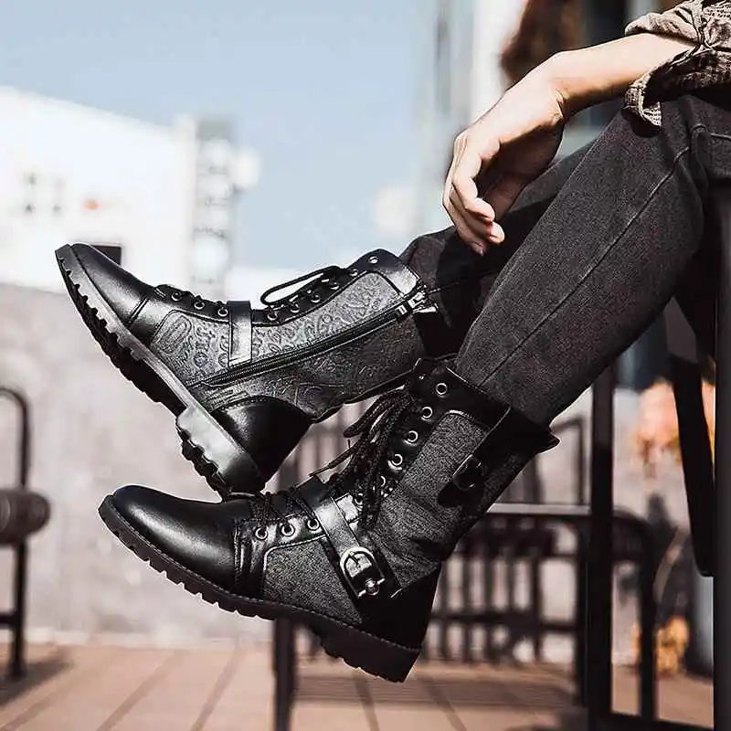 Botas  de moda para hombre, forradas de lana, de media altura, cálidas, para trabajo, estilo casual, botines de inviern...