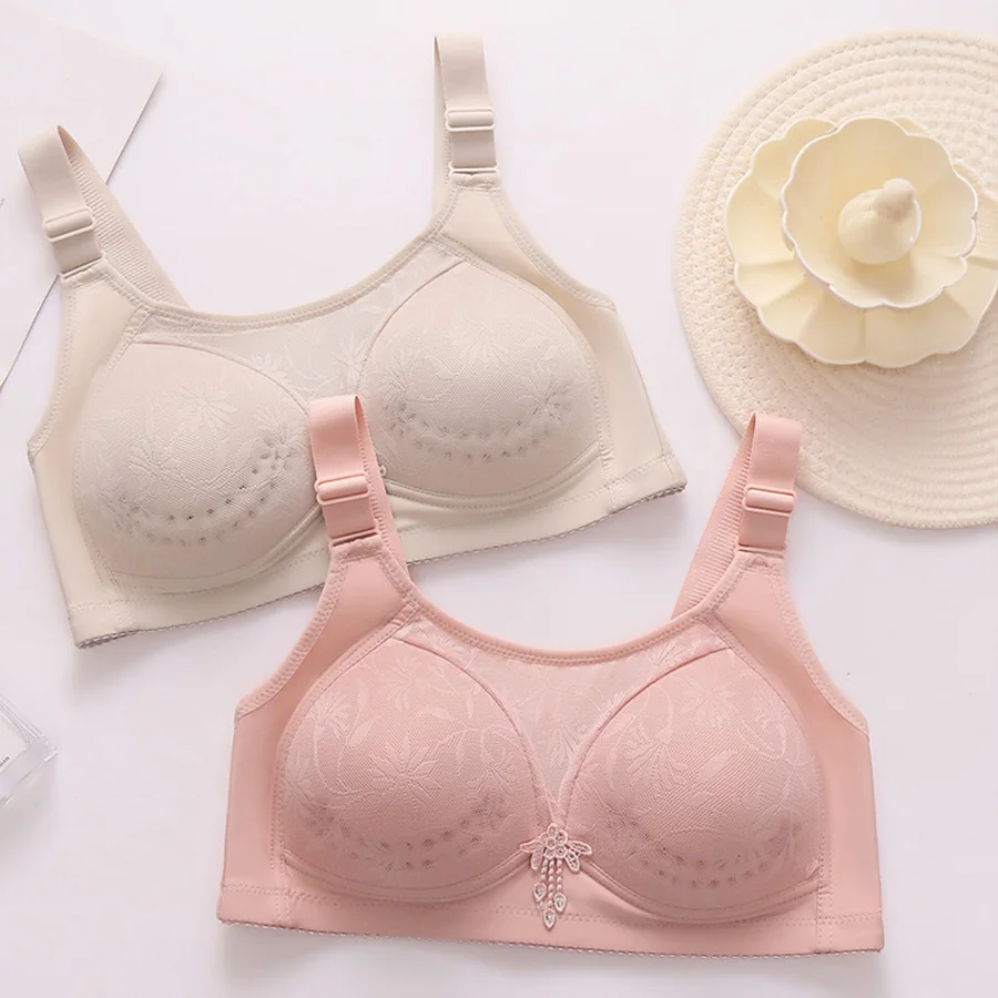 160735-adnlv7.jpg 1/2 Uds 36-46 ropa interior de mujer talla grande Sexy encaje Push Up Top sujetador anillo de acero suave transpirable Sexy señoras Brassier