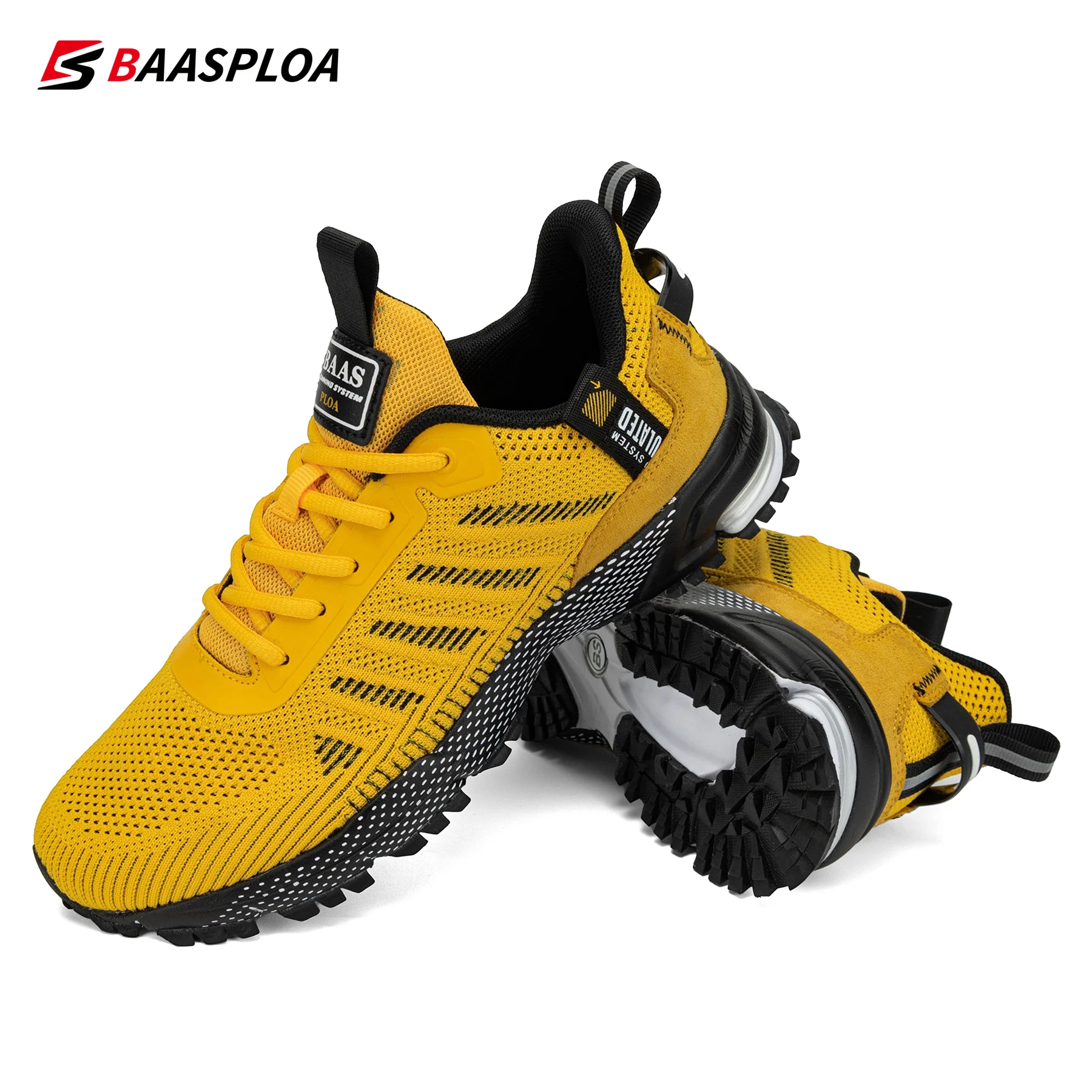 Baasploa, zapatillas de correr para hombre, zapatillas ligeras, zapatillas de deporte de malla de diseñador para hombre, zapatillas de tenis deportivas transpirables con cordones para hombre