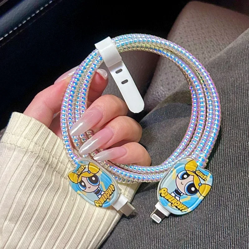 Cubierta protectora de Cable de datos para niñas, accesorios de Anime Kawaii, almacenamiento de Cable de datos lindo, anticaída