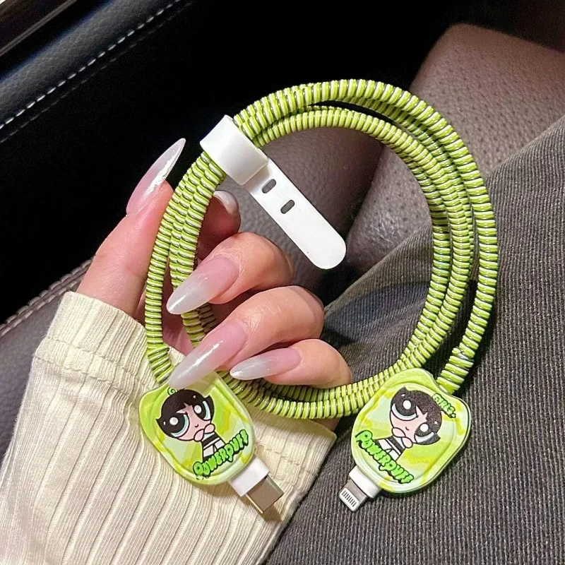 Cubierta protectora de Cable de datos para niñas, accesorios de Anime Kawaii, almacenamiento de Cable de datos lindo, anticaída
