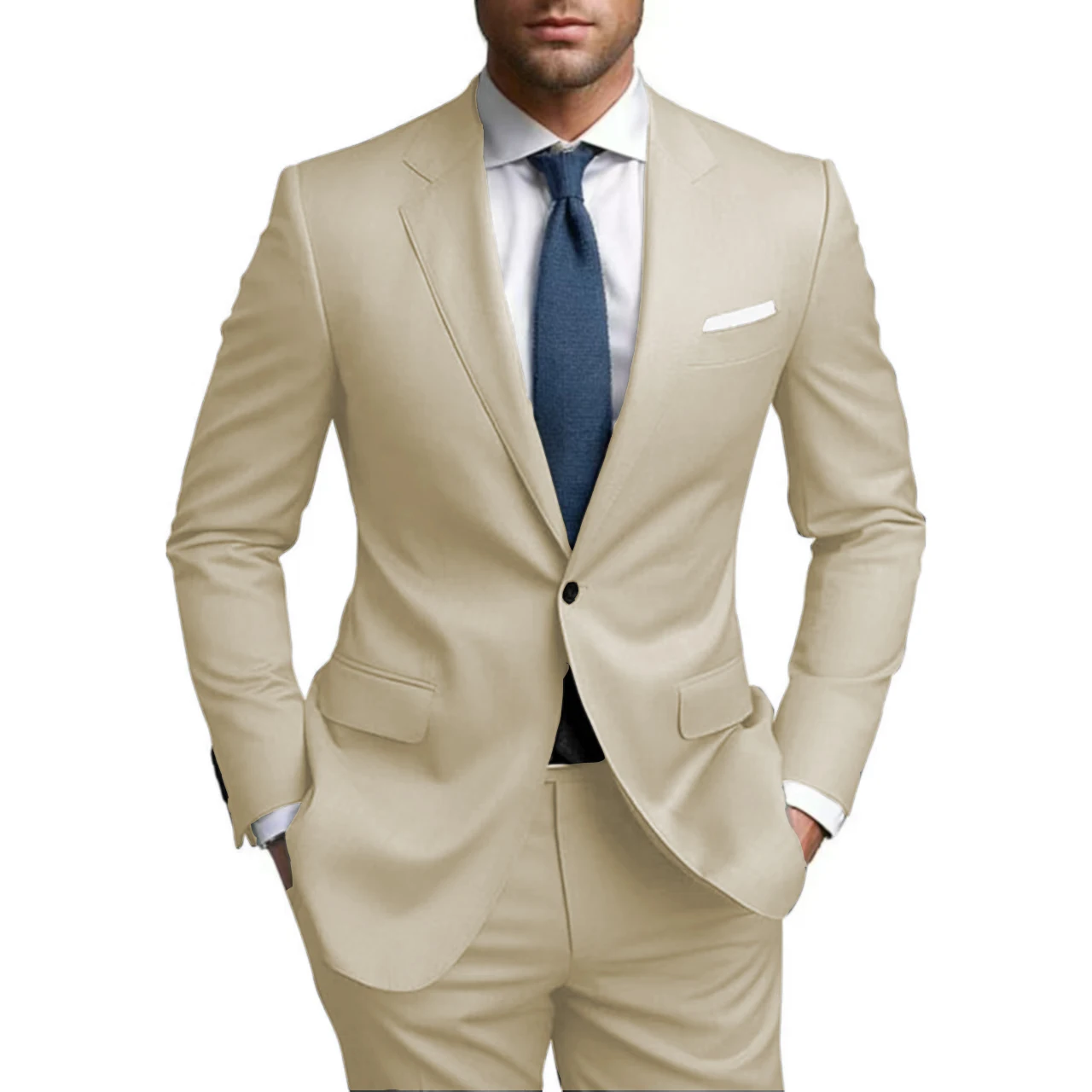 Trajes formales personalizados para hombre, conjunto completo de chaqueta y pantalones de 2 piezas, trajes de caballero con solapa con muescas para negocios de boda