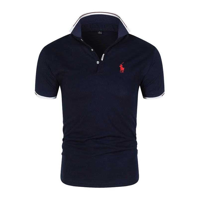 2025 Polo de marca de alta gama para hombre, novedad de verano, moda con estampado de pony, manga corta, informal de negocios, solapa, ropa transpirable para hombre