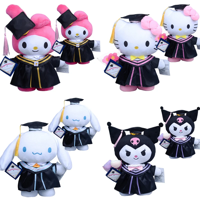 25 /35CM Sanrio Anime peluche Cinnamoroll My Melody Kuromi Hello Kitty graduación muñeco de peluche Kawaii suave relleno lindo regalos para niñas