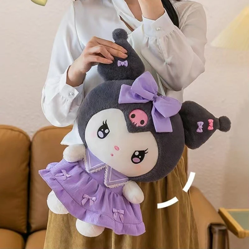 99303-j6pljh.jpg 30cm Sanlio vestido púrpura Kuromi peluche de juguete lindo Anime que rodea la melodía muñeco de peluche regalo para el cumpleaños de la novia