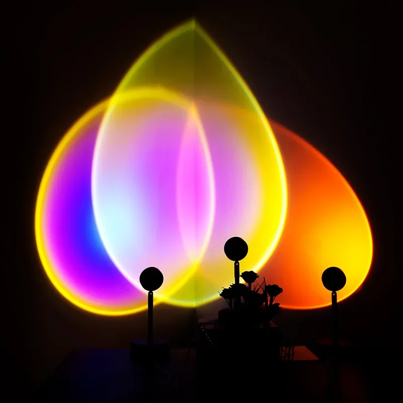 Proyector de arco iris de puesta de sol, luces nocturnas, juguete, lámpara de mesita de noche Usb, lámparas de regalo para el Día de San Valentín, luz LED de ambiente para dormitorio y café