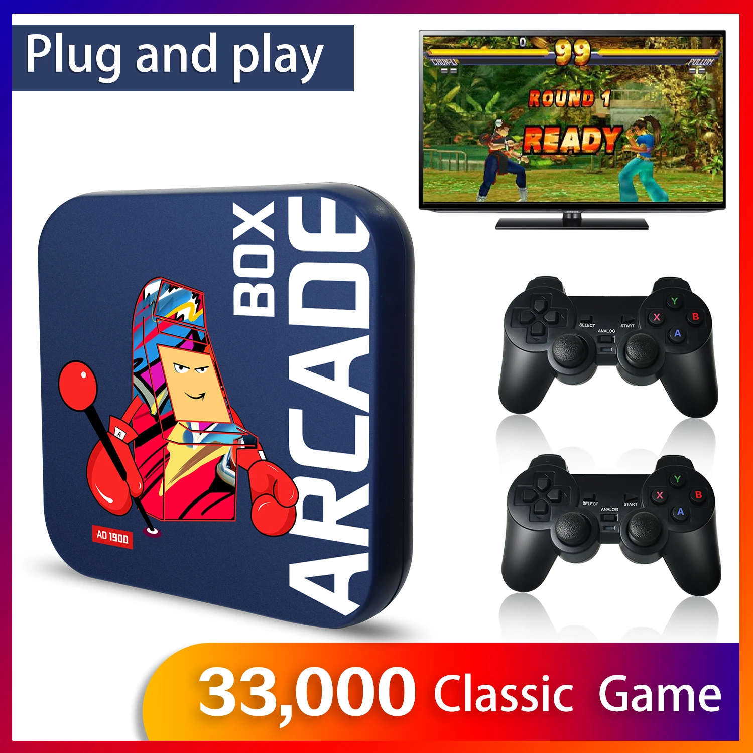 Consola Arcade Box para PS1/DC/Naomi, 64GB, clásica, Retro, más de 33000 juegos, Super consola, 4K, pantalla HD en Monitor de proyector de TV