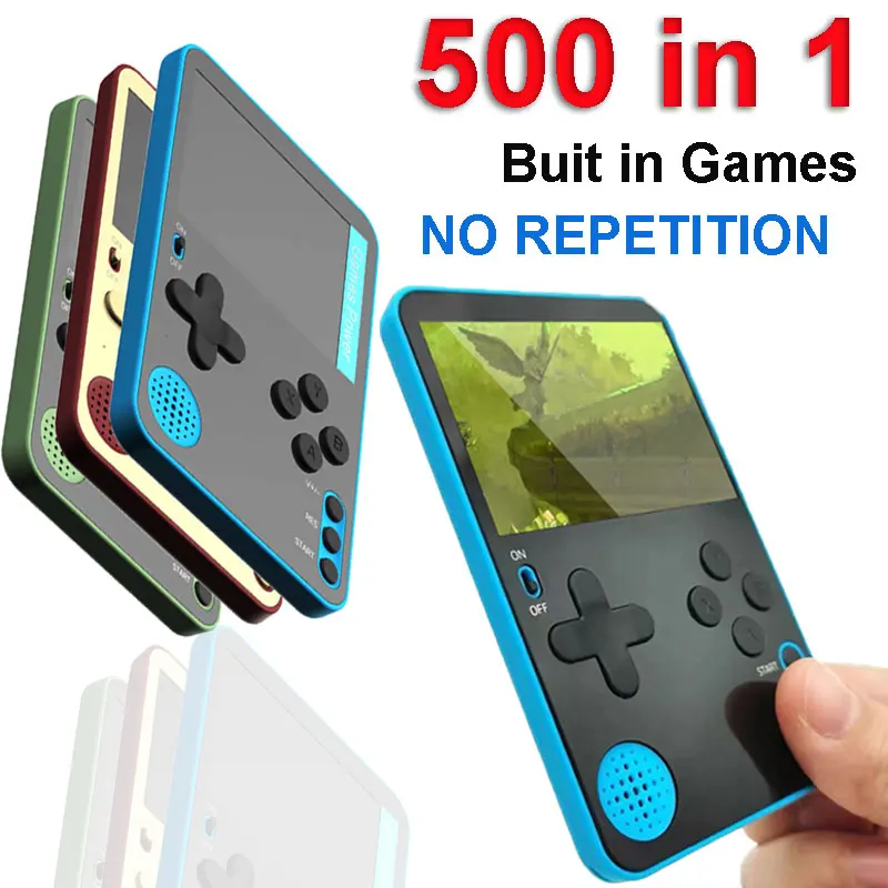 Consola de juegos portátil 500 juegos clásicos LCD portátil Retro Video Mini consola de juegos recargable gran regalo para niños y adultos